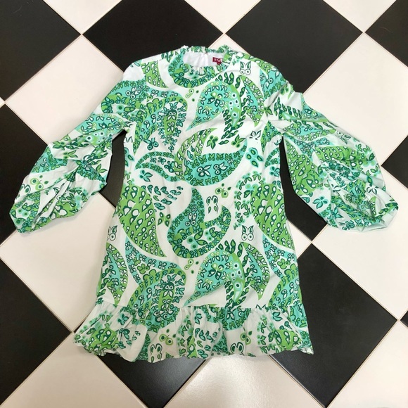 STAUD Carolina Butterfly Paisley Green White Dress size 6 - Picture 6 of 11